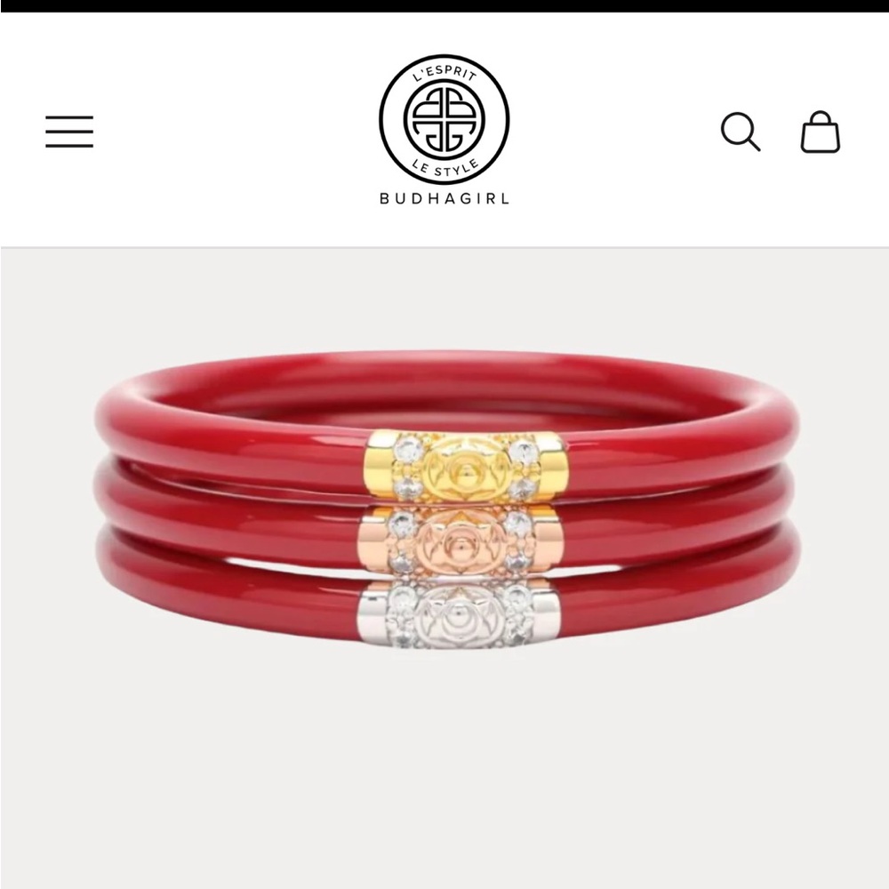 BudhaGirl Red All Weather Bangles with Gold and Silver Accents